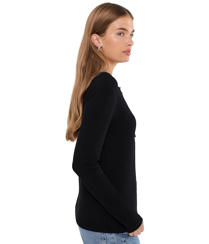 Michael Stars Mabel Long Sleeve Ribbed Henley - Image 3