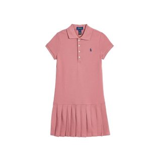Polo Ralph Lauren Kids Pleated Stretch Mesh Polo Dress (Big Kid)