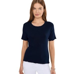 NIC+ZOE Petite Ruffle Trim Sweater Tee