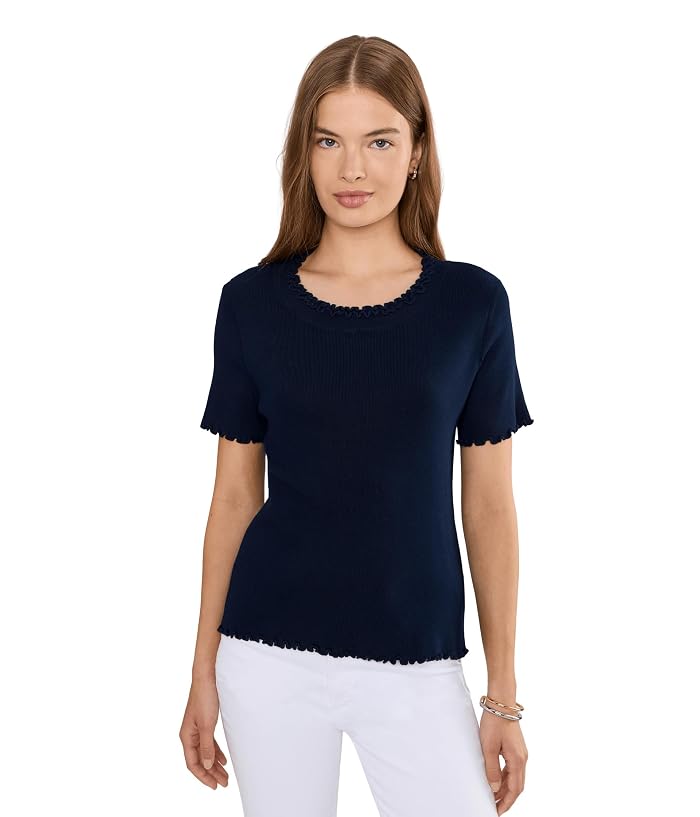 NIC+ZOE Petite Ruffle Trim Sweater Tee