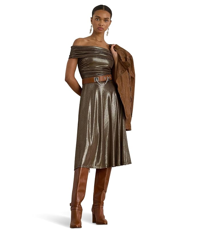Lauren Ralph Lauren Metallic Off-The-Shoulder Cocktail Dress - Image 4