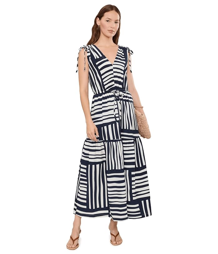 Calvin Klein Sleeveless V-Neck Striped Gauze Midi - Image 2