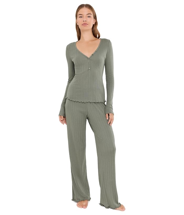 Eberjey Pointelle V-Neck Henley - Image 2