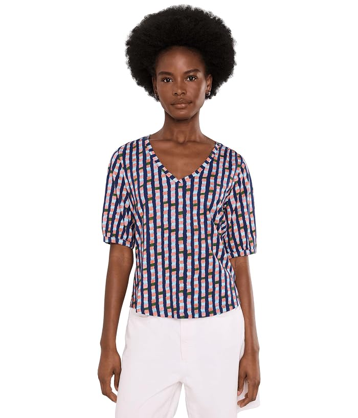 NIC+ZOE NZT Elbow Sleeve Reef Stripe V-Neck Tee