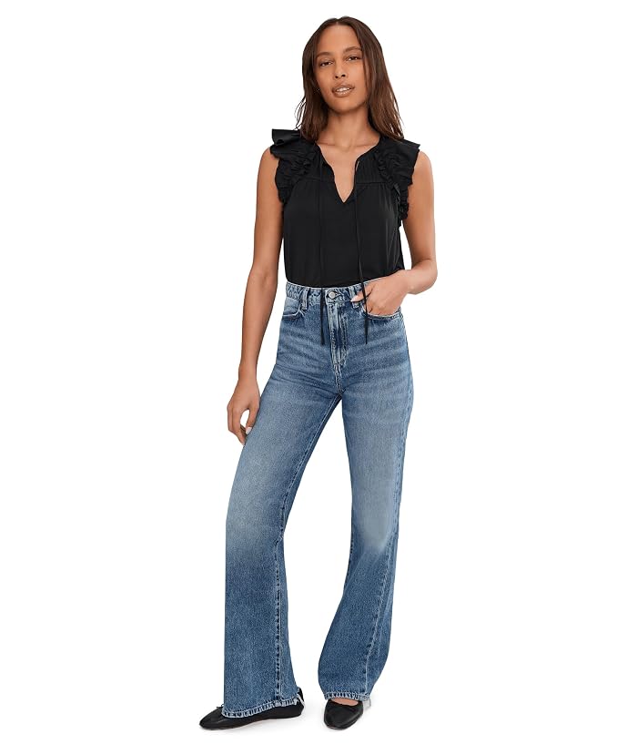Liverpool Los Angeles Flutter Sleeve Knit To Woven Top With Ties - Image 2
