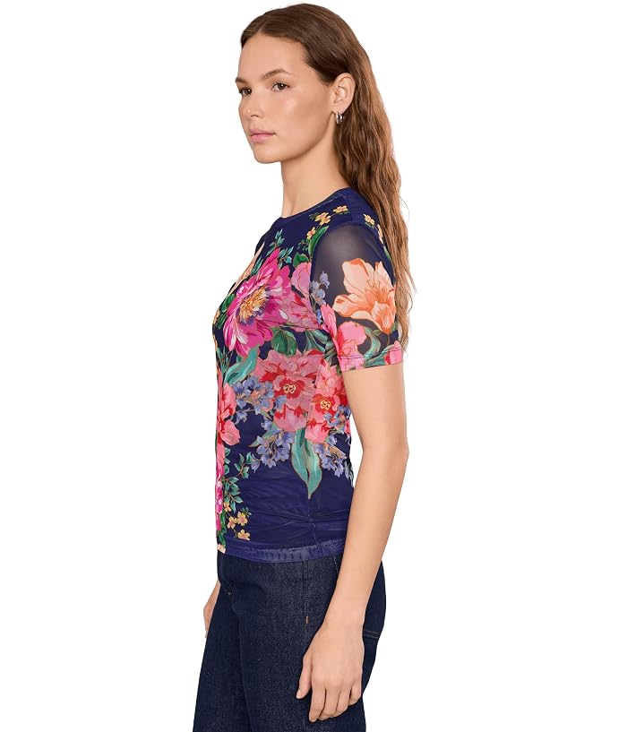 Johnny Was Eleanor Mesh Short Sleeve Tee - Celiora Navy - Image 3