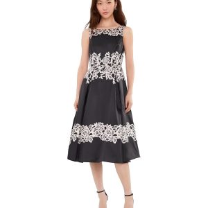 Adrianna Papell Lace Printed Mikado Dress