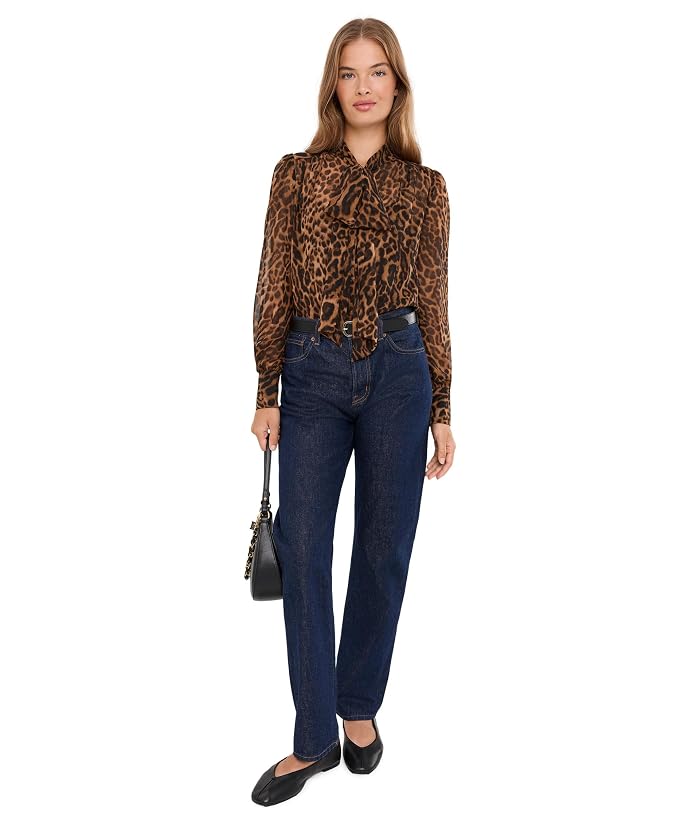 Lauren Ralph Lauren Petite Ocelot-Print Chiffon Tie Neck Blouse - Image 2