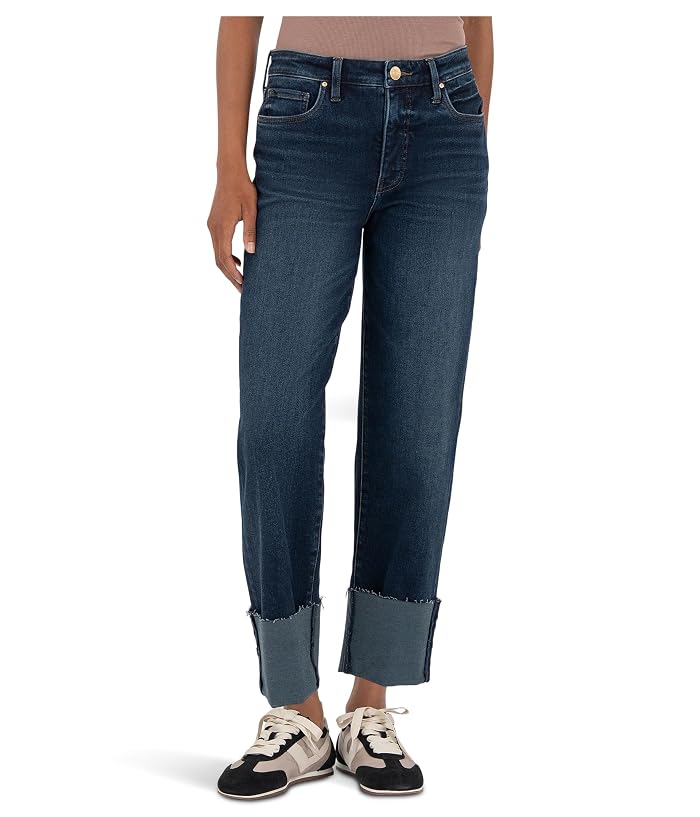 KUT from the Kloth Fay High Rise Fab Ab Straight Leg-Roll Up Raw Hem