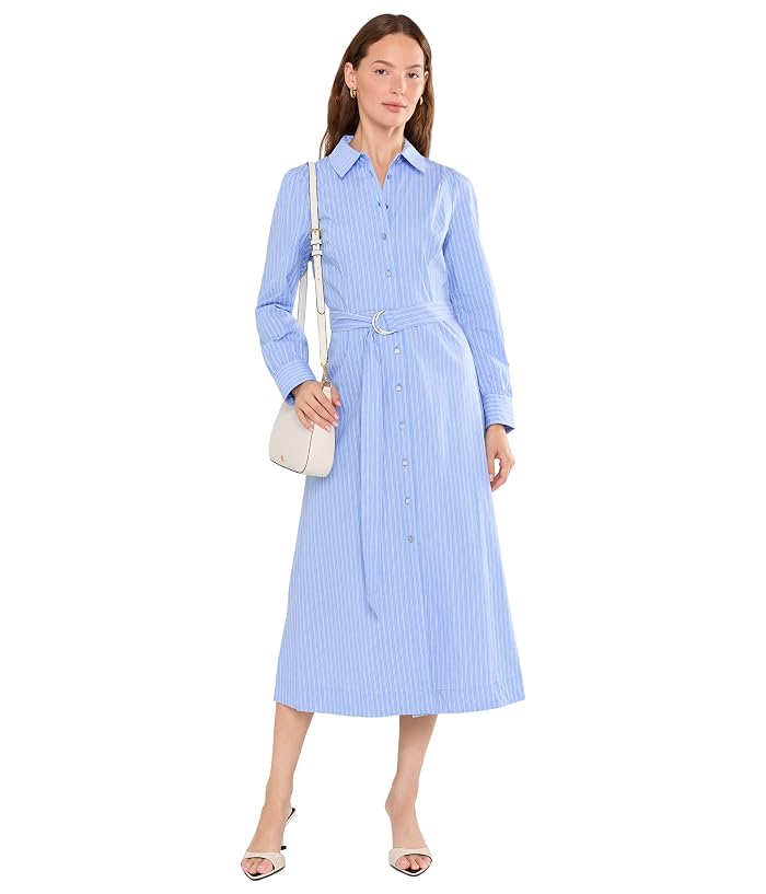 Vince Camuto Princess Pleat Shirt Dress Midi with Wide Cuff and Self Belt - Image 2