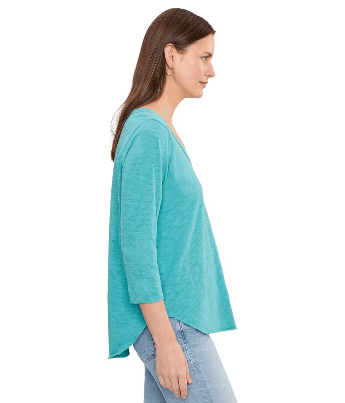 Mod-o-doc 3/4 Sleeve V-Neck Tee with Curved Hem - Image 3