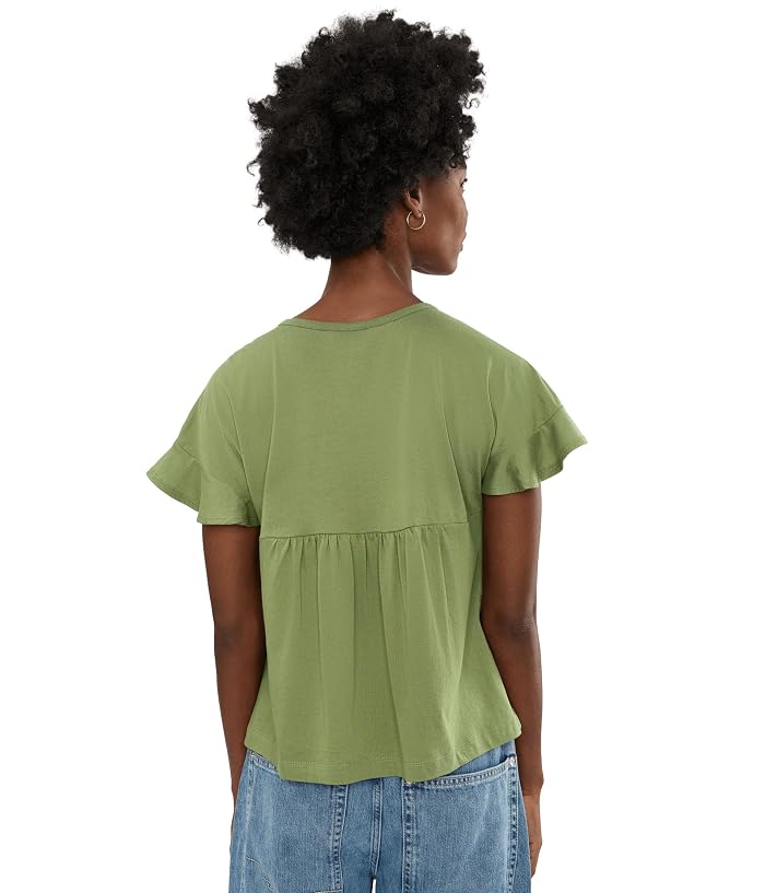 Liverpool Los Angeles Flutter Sleeve Woven To Knit Top with Embroidery - Image 4