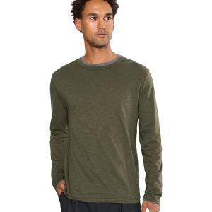 Vince Fine Slub Double Layer Long Sleeve Crew