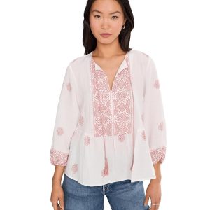 Vince Camuto Peasant Blouse With Neck Tie