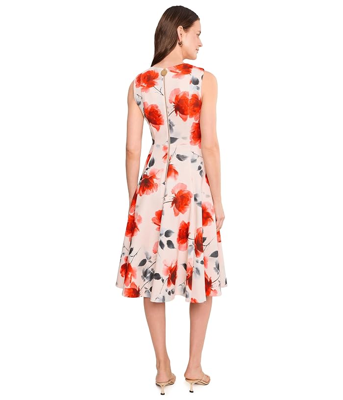 Calvin Klein Sleeveless Scuba Floral A-Line Dress - Image 4
