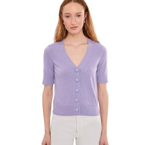 CeCe Short Sleeve Button Front Cardigan