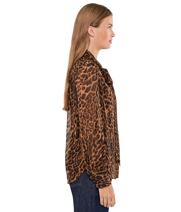 Lauren Ralph Lauren Petite Ocelot-Print Chiffon Tie Neck Blouse - Image 3