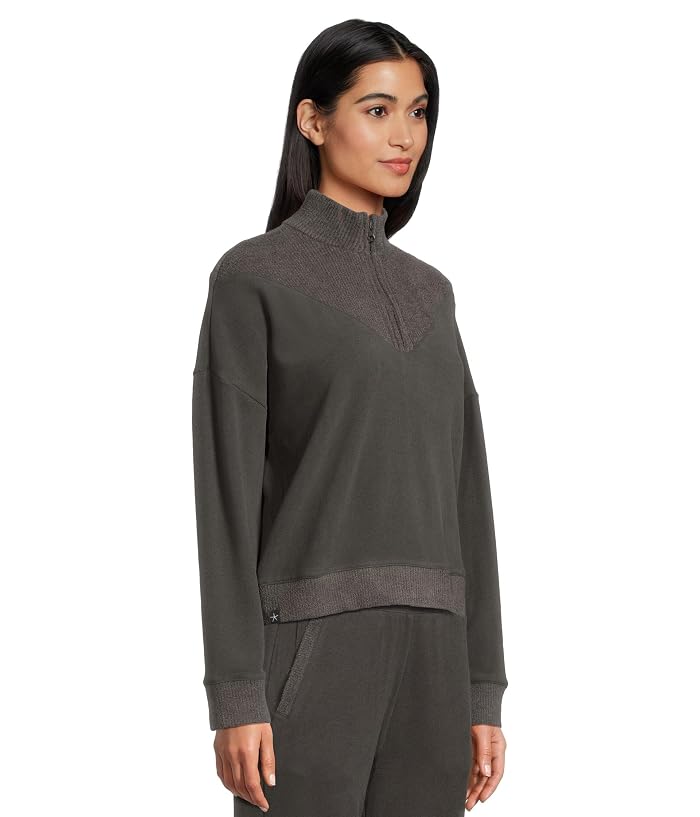 Barefoot Dreams Brushed Fleece With Cozychic Ultra Lite® Rib 1/2 Zip Pullover - Image 2