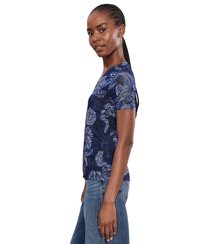 Johnny Was Short Sleeve Mesh V-neck Tee - Miko - Image 3
