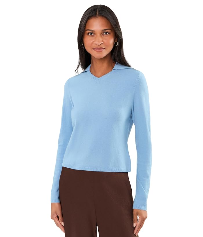 Vince High V-Neck Polo Long Sleeve