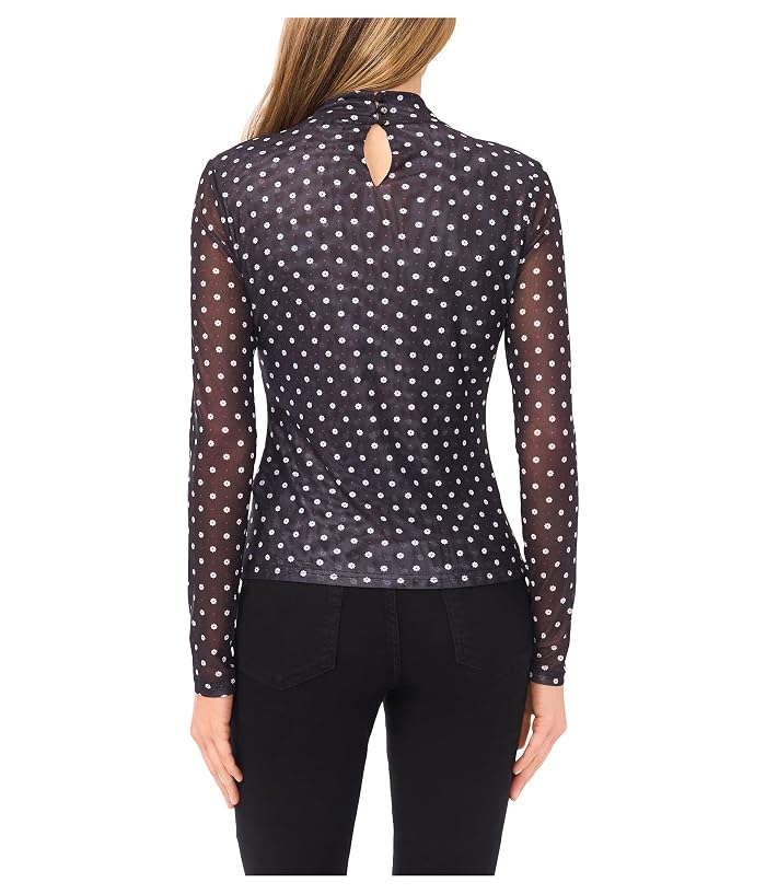 CeCe Long Sleeve Mesh Fitted Turtleneck Top - Image 2