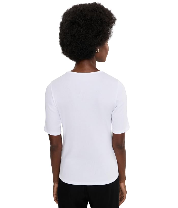 Eileen Fisher Organic Cotton Stretch Rib Crew Neck Top - Image 4