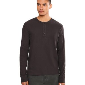 Vince Cotton Rib Long Sleeve Henley