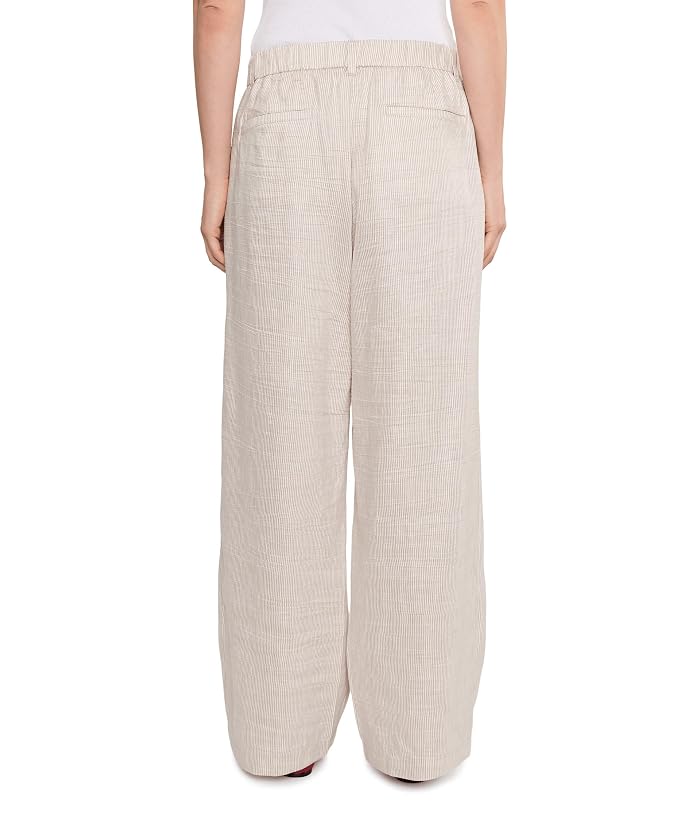 Eileen Fisher Striped Organic Linen Sheen High Waisted Full Length Trousers - Image 4
