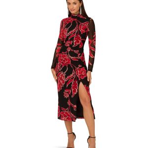 Adrianna Papell Mockneck Ruched Maxi Dress