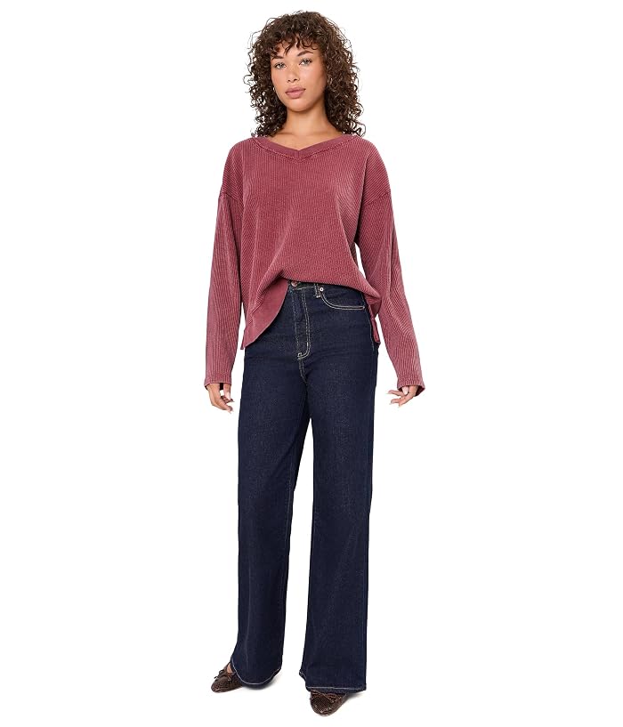Mod-o-doc Long Sleeve V-Neck Waffle Texture Sweatshirt - Image 2