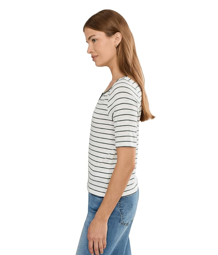 NIC+ZOE Petite NZT Elbow Sleeve Stripe Notch Tee - Image 3