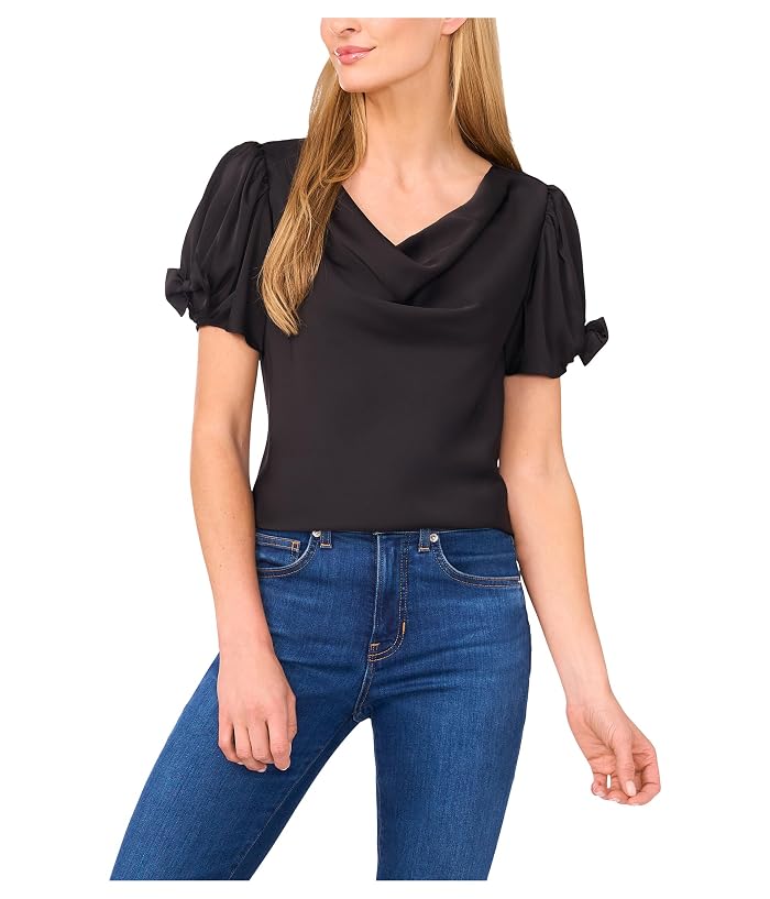 CeCe Cowl Neck Bubble Short Sleeve Top