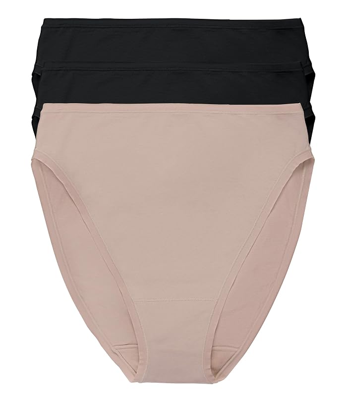Natori Bliss Bare Cotton High Cut Brief 3-Pack