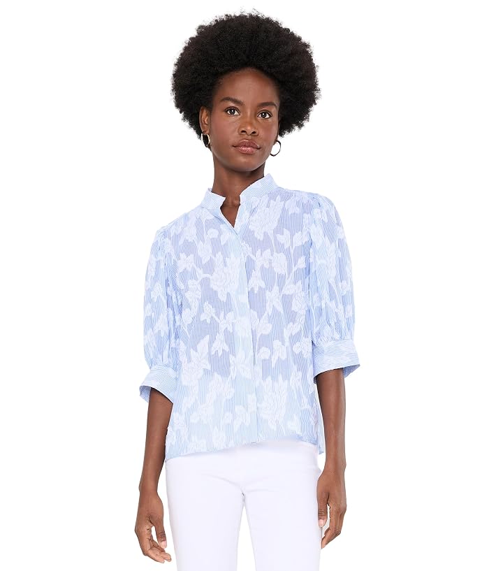 CeCe Pinstripe Cotton Pearce Top