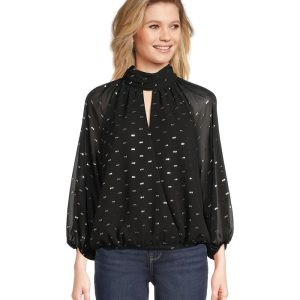 Vince Camuto Mock Neck Wrapped Long Sleeve