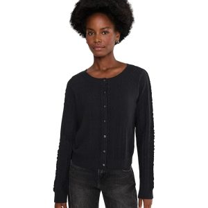 Liverpool Los Angeles Long Sleeve Button Front Cardigan Sweater with Ruffles