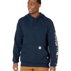 Carhartt Flame Resistant Force Original Fit Midweight Hooded Signature Sleeve Logo Graphic Sweatshirt