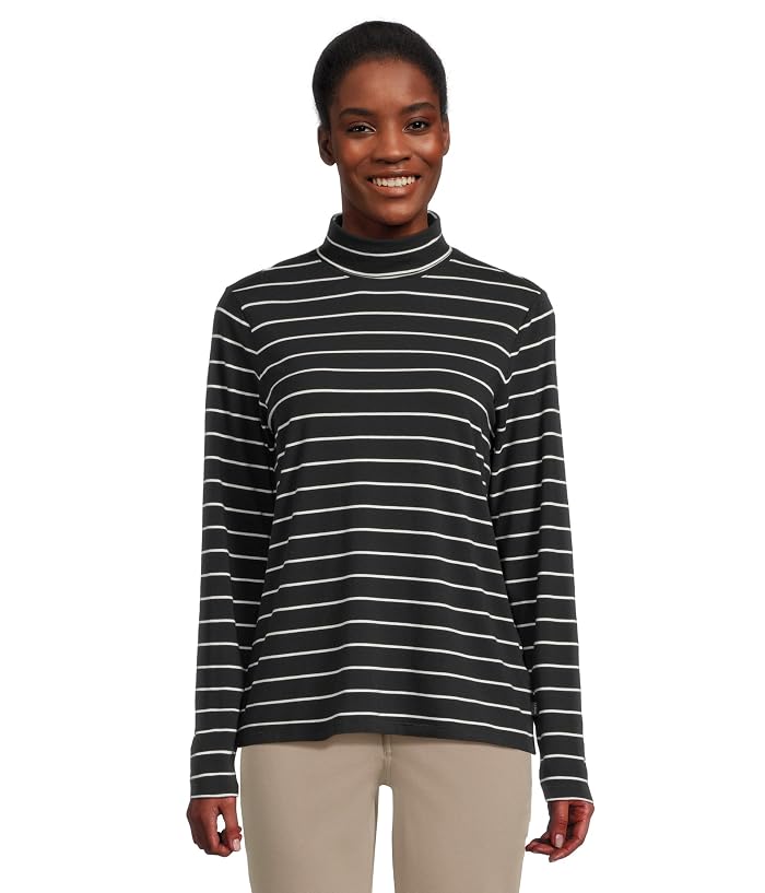 L.L.Bean Soft Stretch Supima Turtleneck Long Sleeve Stripe