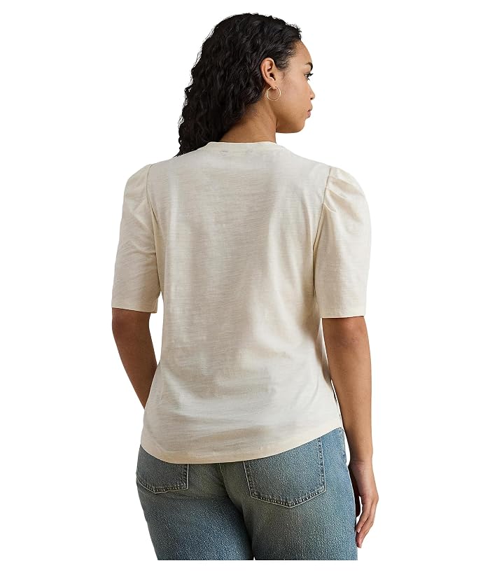 Lauren Ralph Lauren Slub Jersey Puff-Sleeve Top - Image 3