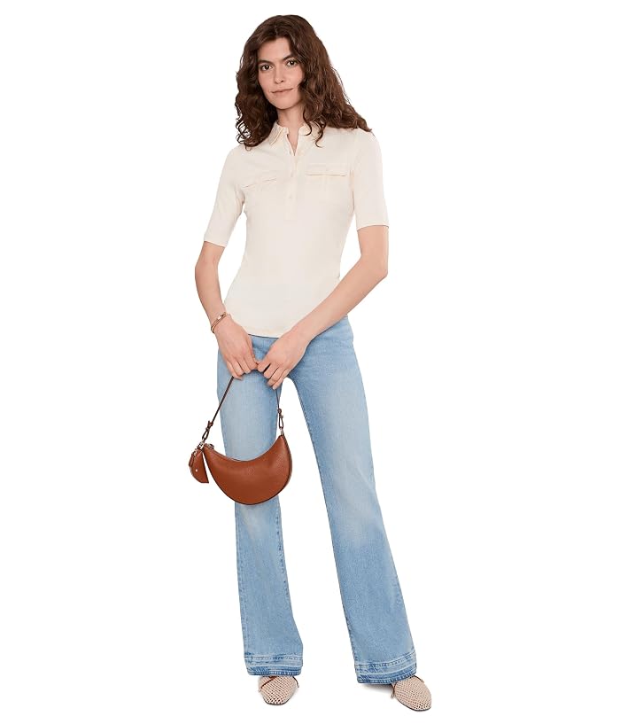 Lauren Ralph Lauren Rib-Knit Elbow-Sleeve Collared Top - Image 2