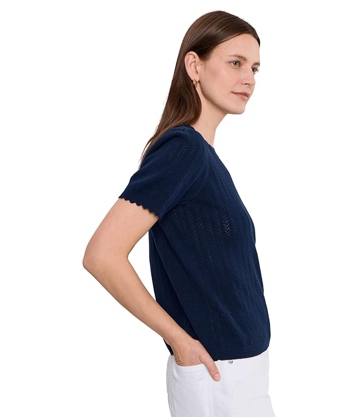 CeCe Pointelle Scallop Crew Neck Sweater - Image 3