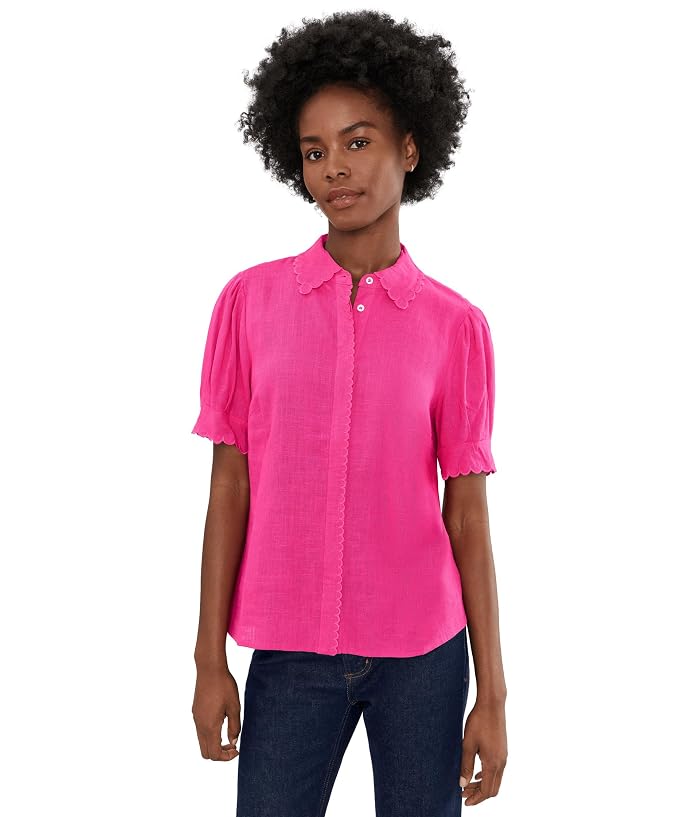 CeCe Short Sleeve Scallop Trim Top