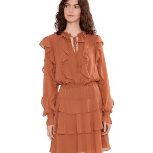 Lauren Ralph Lauren Ruffle-Trim Georgette Tiered Dress
