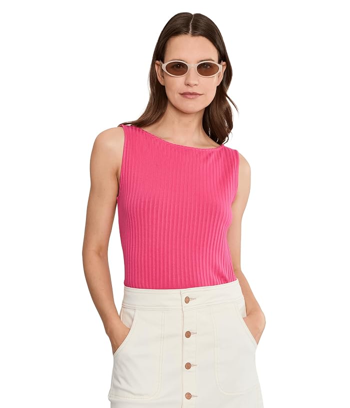 Liverpool Los Angeles Sleeveless Boat Neck Rib Knit Top