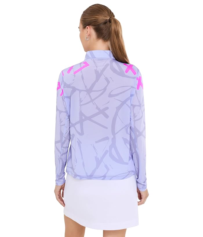 Jamie Sadock Abstract Graffiti Long Sleeve Zip Mock Golf Top - Image 3