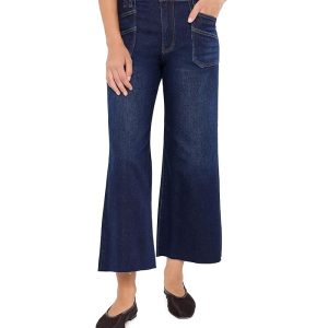 KUT from the Kloth Petite Meg High-Rise Front Patch Pockets Wide Leg Raw Hem in Director