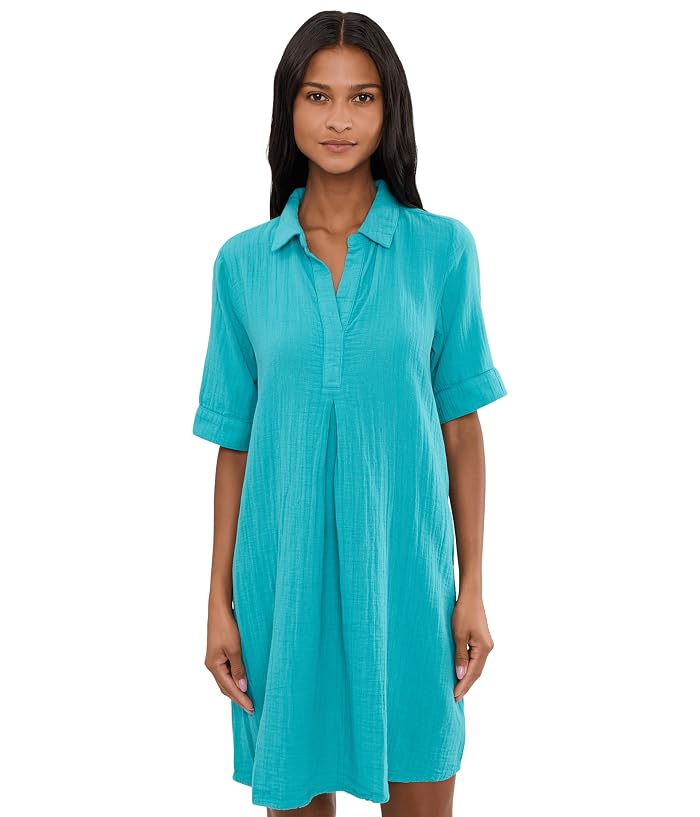 Mod-o-doc Gauze 1/2 Sleeve Swing Shirtdress