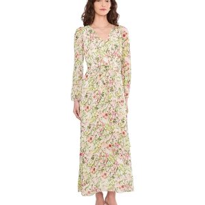 Vince Camuto Wrap Front Bubble Sleeve Maxi