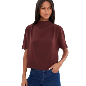 Vince Draped Funnel Neck Top