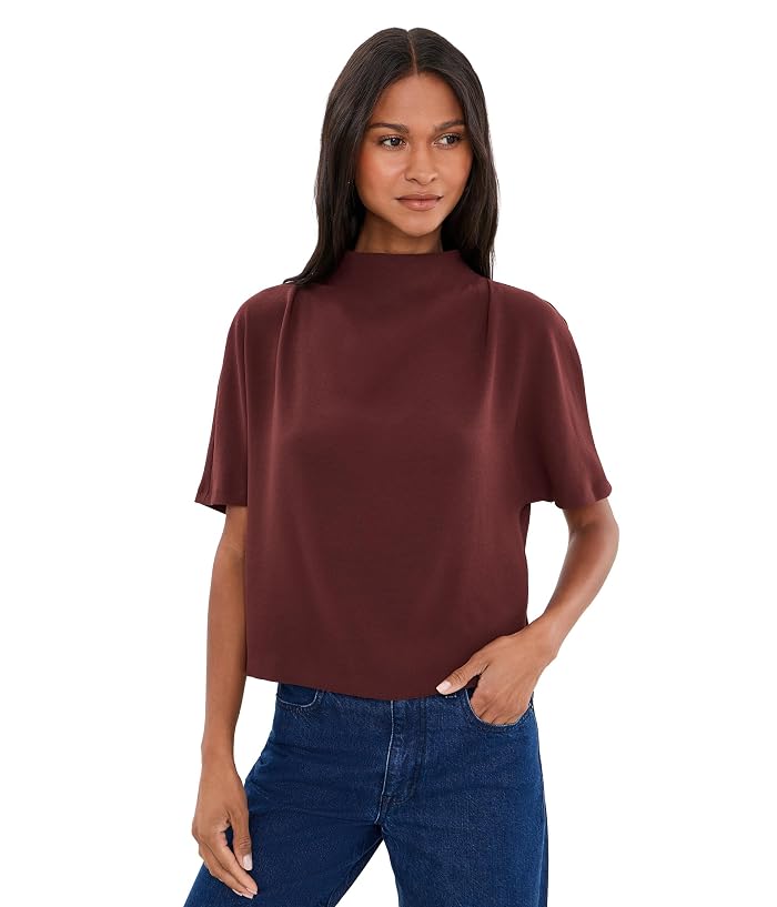 Vince Draped Funnel Neck Top